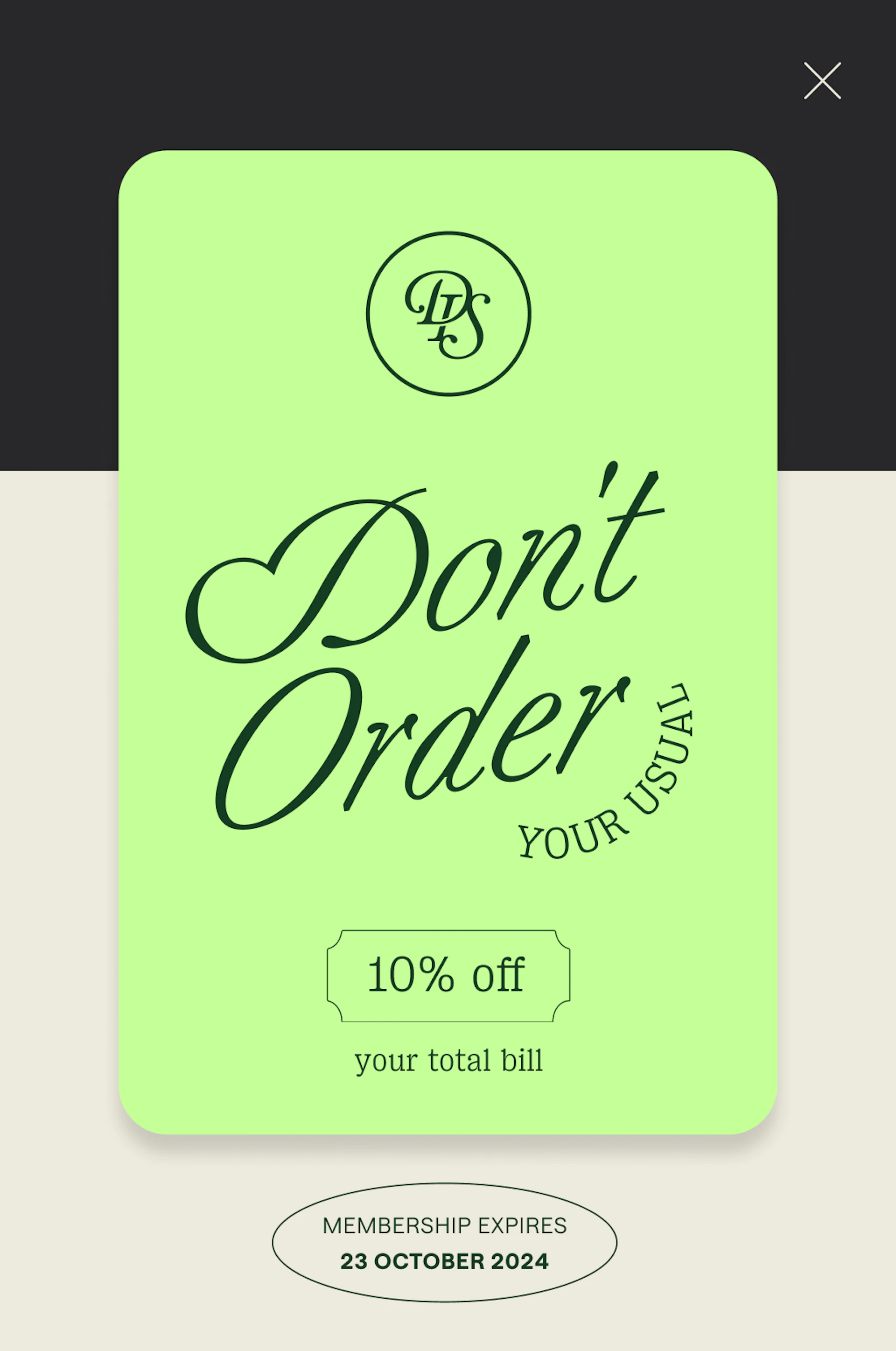 Dis-loyalty discount card example