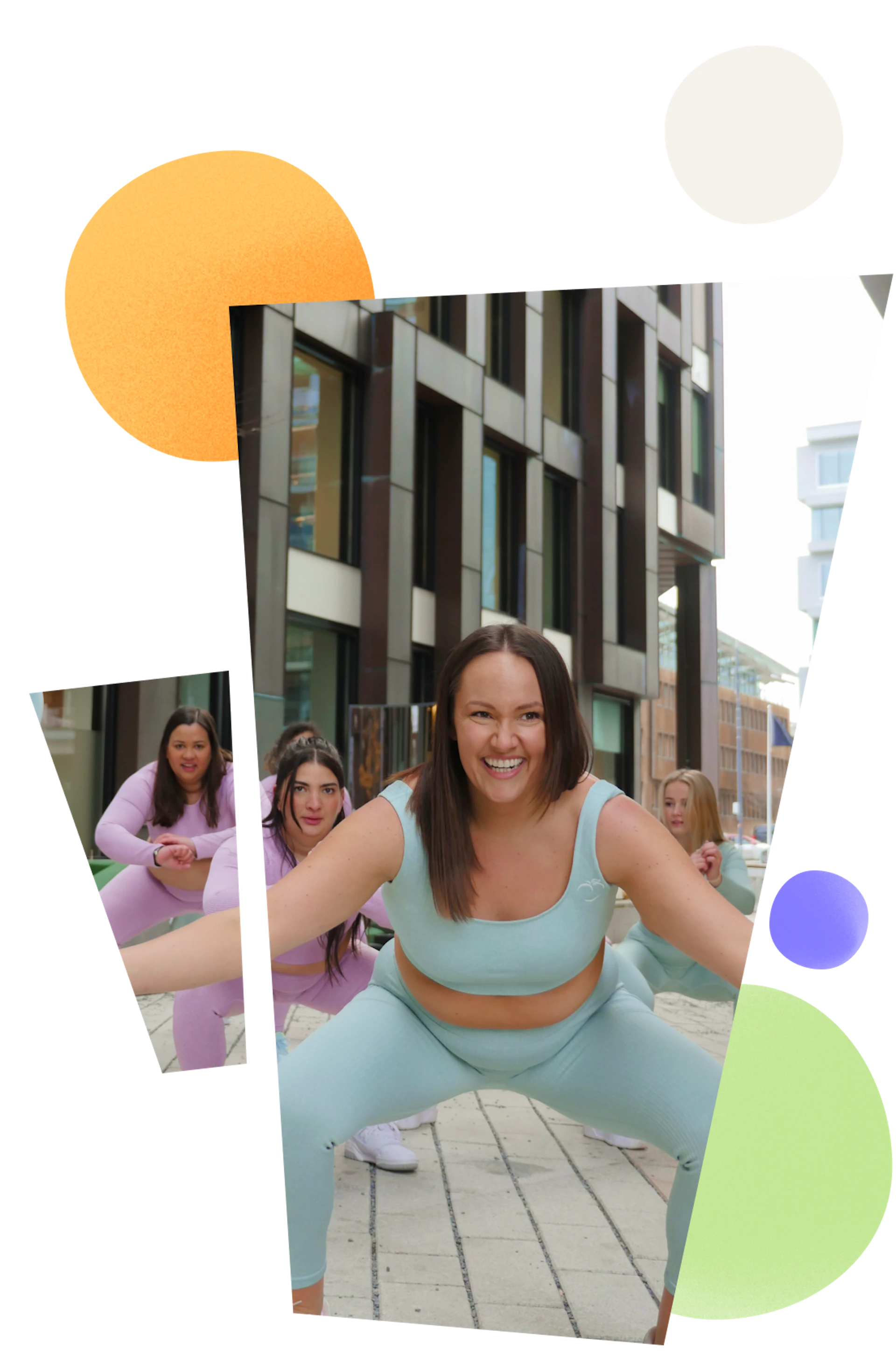 a photo of camilla with colourful circles